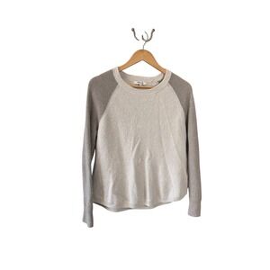 Madewell Jane Waffle Stitch Sweater Heather/Cement Crewneck Raglan Women's Med